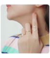 Minimal Styled Crystal CZ Gold Plated Silver Ring NSR-2802-GP